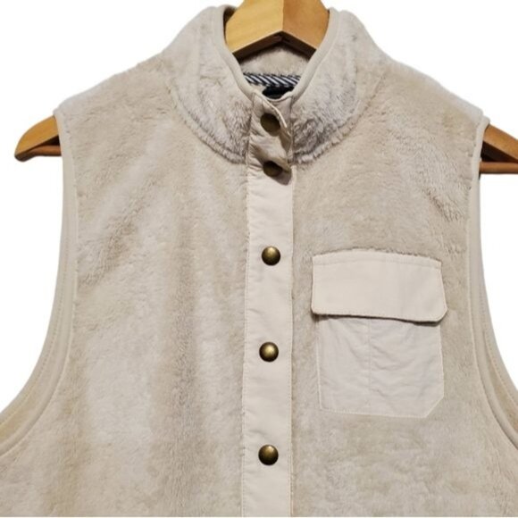 Volcom Fleece Vest Womens Size XS Beige Mock Neck Snap Button Outdoor Hiking - Picture 9 of 13